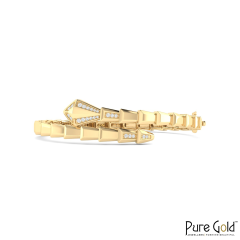 18K Gold Regal Serpent Bracelet with Diamonds