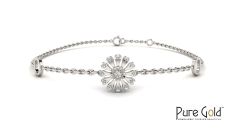 18K Gold Dainty Dandelion Bracelet with 0.10 CTS