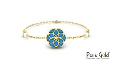 18 Karat Gold Blooming Desert Rose Turquoise Bracelet - PGBRG34598