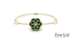 18 Karat Gold Enchanting Emerald Isle Malachite Bracelet- PGBRG34608