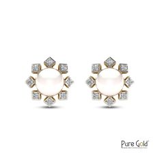 Oystra Snowflake Earrings with 0.05CTS diamonds and 18K gold
