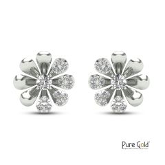 Diamond Bloom Drop Earring with 0.1 CTS and 18K gold