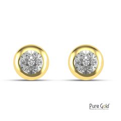 Sparkling Diamond Cluster Studs with 0.1 CTS diamond and 18K Gold