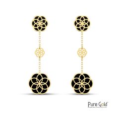 18 Karat Gold Luciana Black Onyx Earrings - PGERG34592