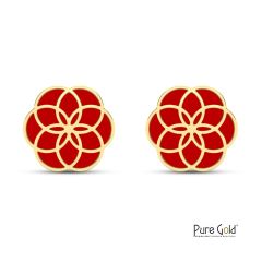 18 Karat Gold Luciana Red Agate Earrings