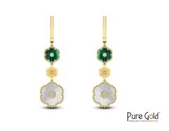Luciana Flora 18K Diamond Earring with Malachite & MOP