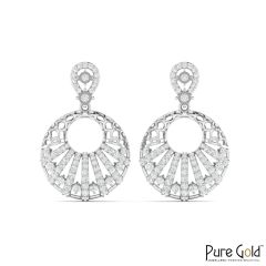 18 Karat Gold Lunar Halo Earrings with Diamonds