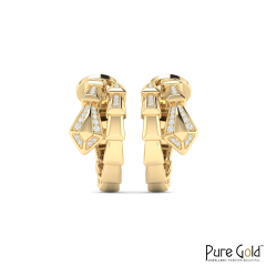 18K Gold Regal Serpent Earrings with Diamonds