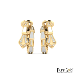 18K Gold Mystic Serpent Earrings with Pearls & Diamonds