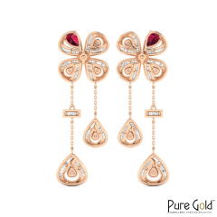 18K Gold Bloom Clover Earrings with Diamonds