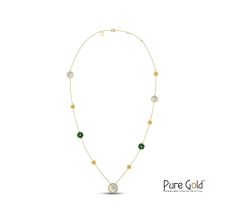 Luciana Flora 18K Diamond Necklace with Malachite and MOP