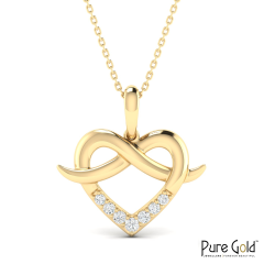 18 Karat Gold Heart's Embrace Necklace with Diamonds