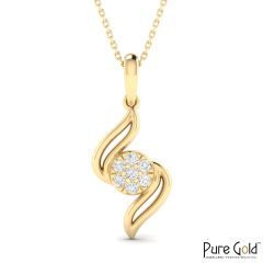18 Karat Gold Velvet Wave Diamond Pendant with Chain