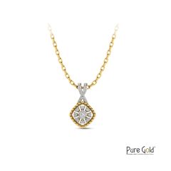 Blooming Square Pendant (18K, 0.10 CTS)