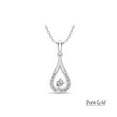 Pure Sparkle Diamond Drop Pendant with 0.13 CTS and 18K gold