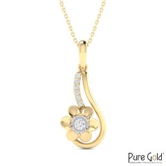 18 Karat Gold Radiant Petal Necklace with Diamonds with Chain