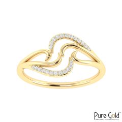 18 Karat Gold Diamond Swirl Drop Ring with Diamonds