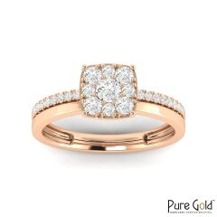 18K Gold Elysian Stone Ring with Diamonds