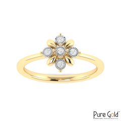 18 Karat Gold Crystal Snow Ring with Diamonds