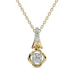 Dandelion Wishes Pendant 0.14 CTS and 18K gold